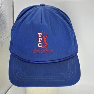Vintage TPC Las Colinas Hat Cap Strap Back Blue Golf PGA Mens USA 90s